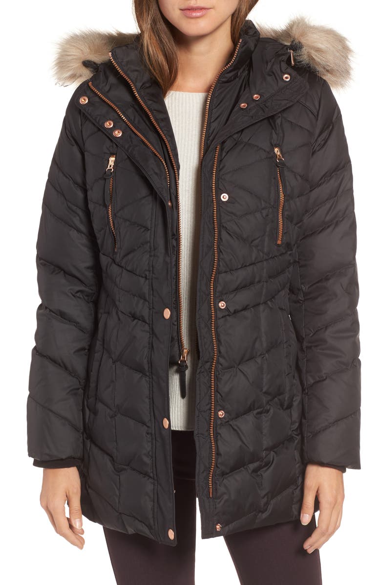 Andrew Marc Marley 30 Coat with Detachable Faux Fur, Main, color, 