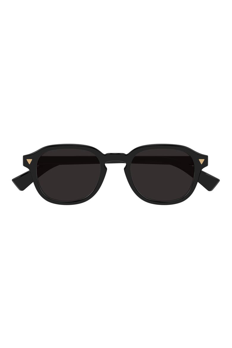 49mm Small Round Sunglasses, Main, color, BLACK