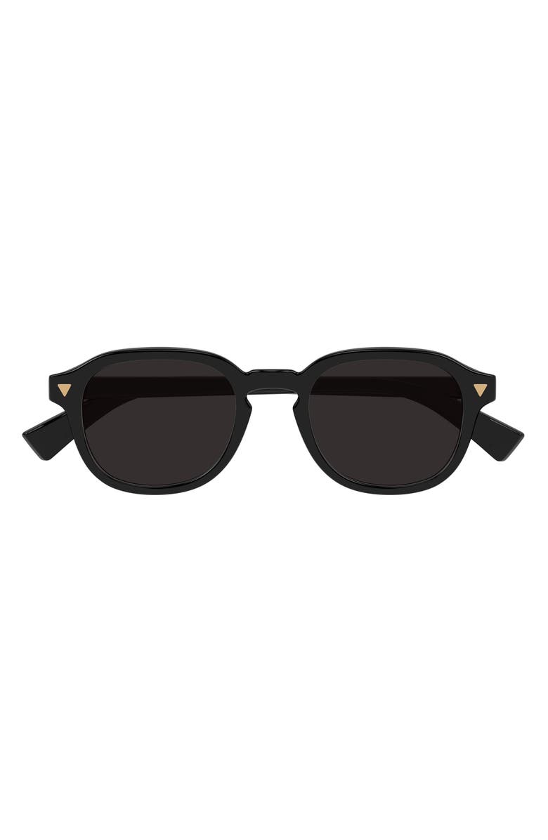 Bottega Veneta 49mm Small Round Sunglasses, Main, color, Black