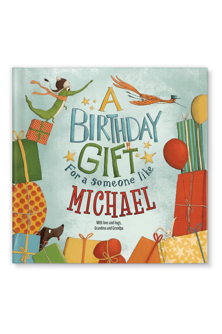 'A Birthday Gift' Personalized Book, Main, color, GREEN