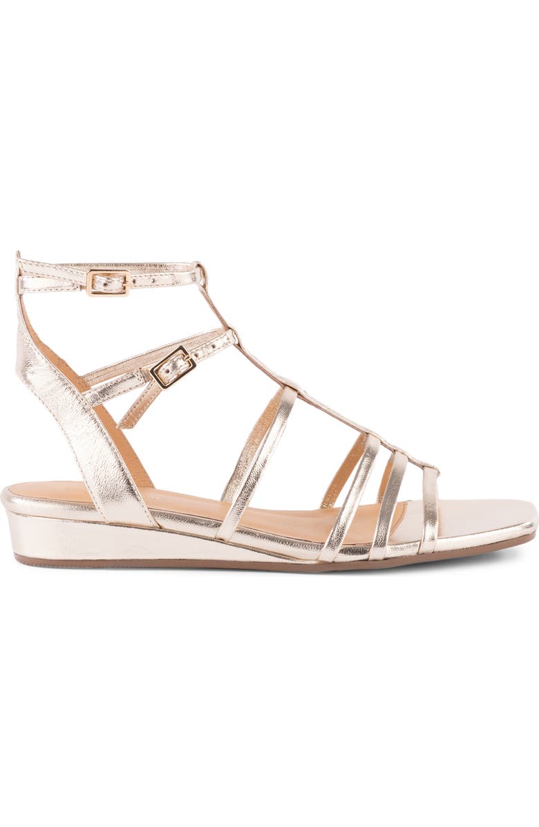 Seychelles Luxurious Wedge Sandal, Alternate, color, Light Gold