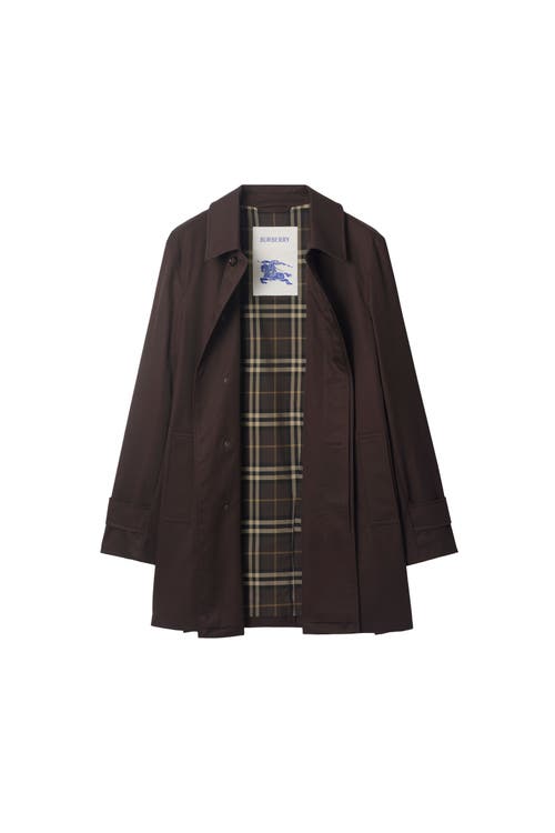 Burberry Long Highgrove Gabardine Car Coat In Brown