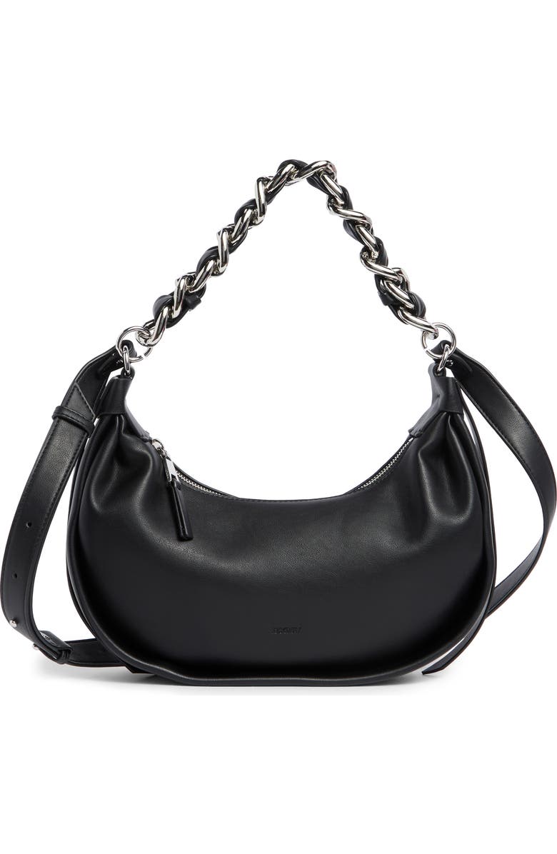 DKNY Fiona Small Hobo Bag, Main, color, Black/ Silver