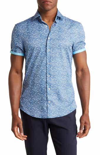 SOUL OF LONDON Geo Dots Short Sleeve Stretch Button-Up Shirt