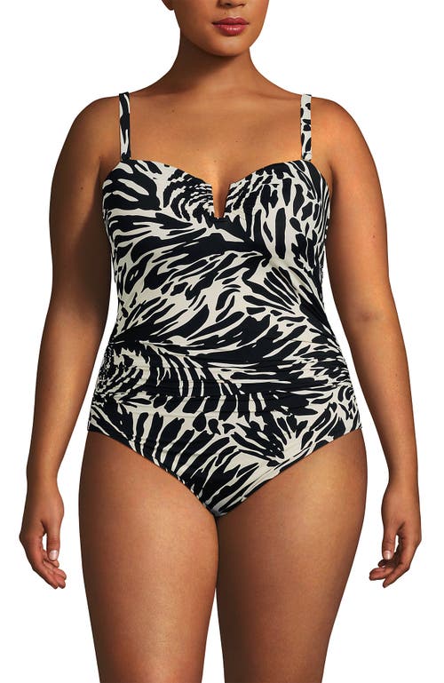 LANDS' END LANDS' END SLENDER SUIT TUMMY CONTROL U-WIRE BANDEAU ONE PIECE SWIMSUIT 