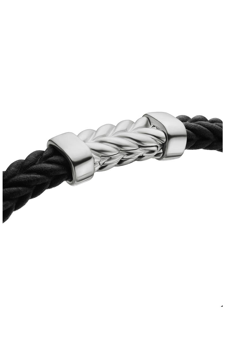 Men's Chevron Rubber & Sterling Silver Bracelet, Alternate, color, BLACK