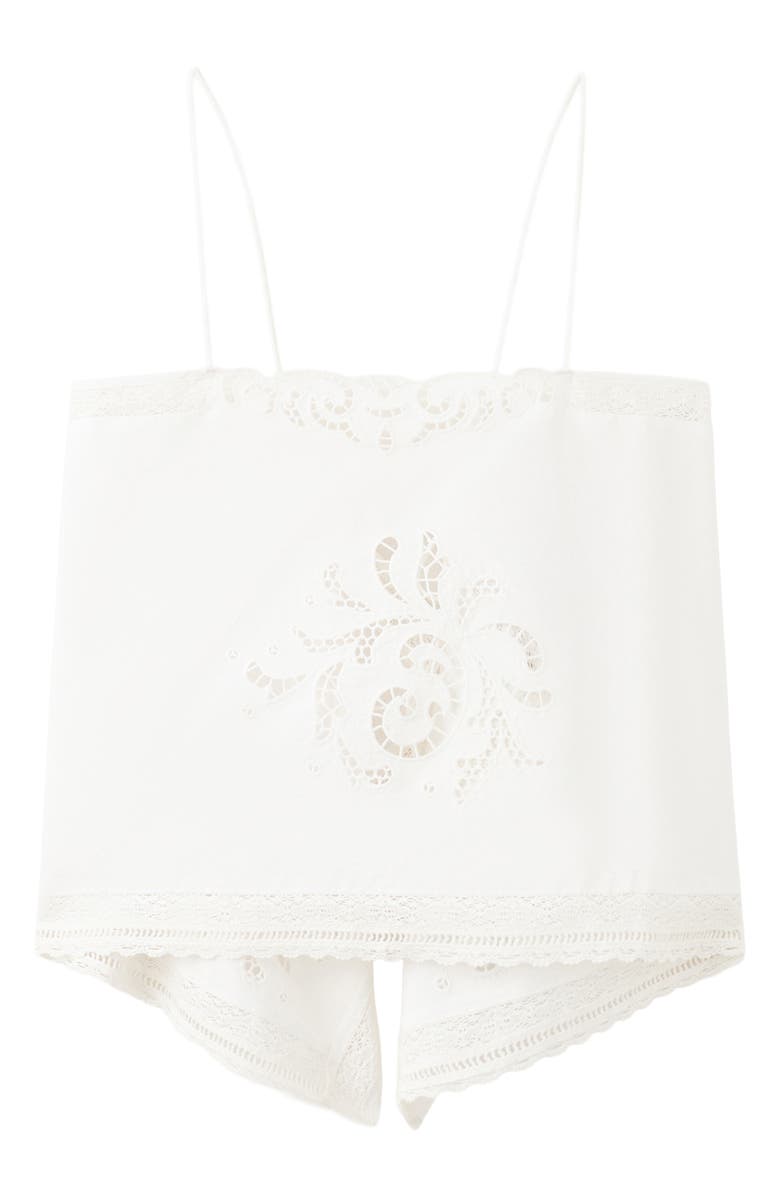 MANGO Floral Broderie Anglaise Top, Alternate, color, Off White