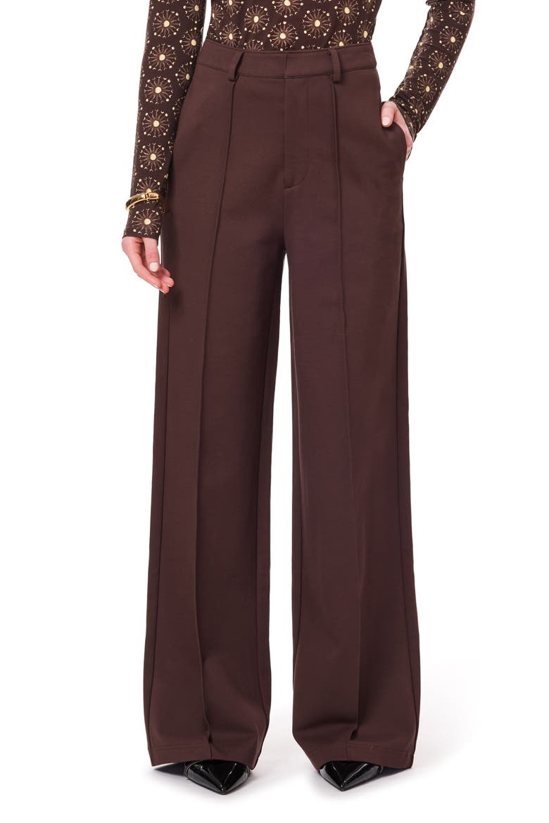 Pintuck Wide Leg Pants, Alternate, color, SEAL BROWN