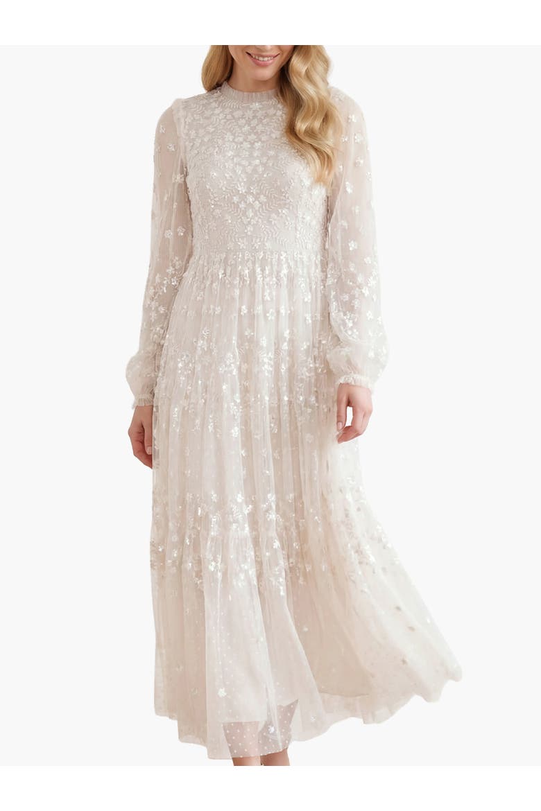 Clover Long Sleeve Maxi Gown, Main, color, Cream