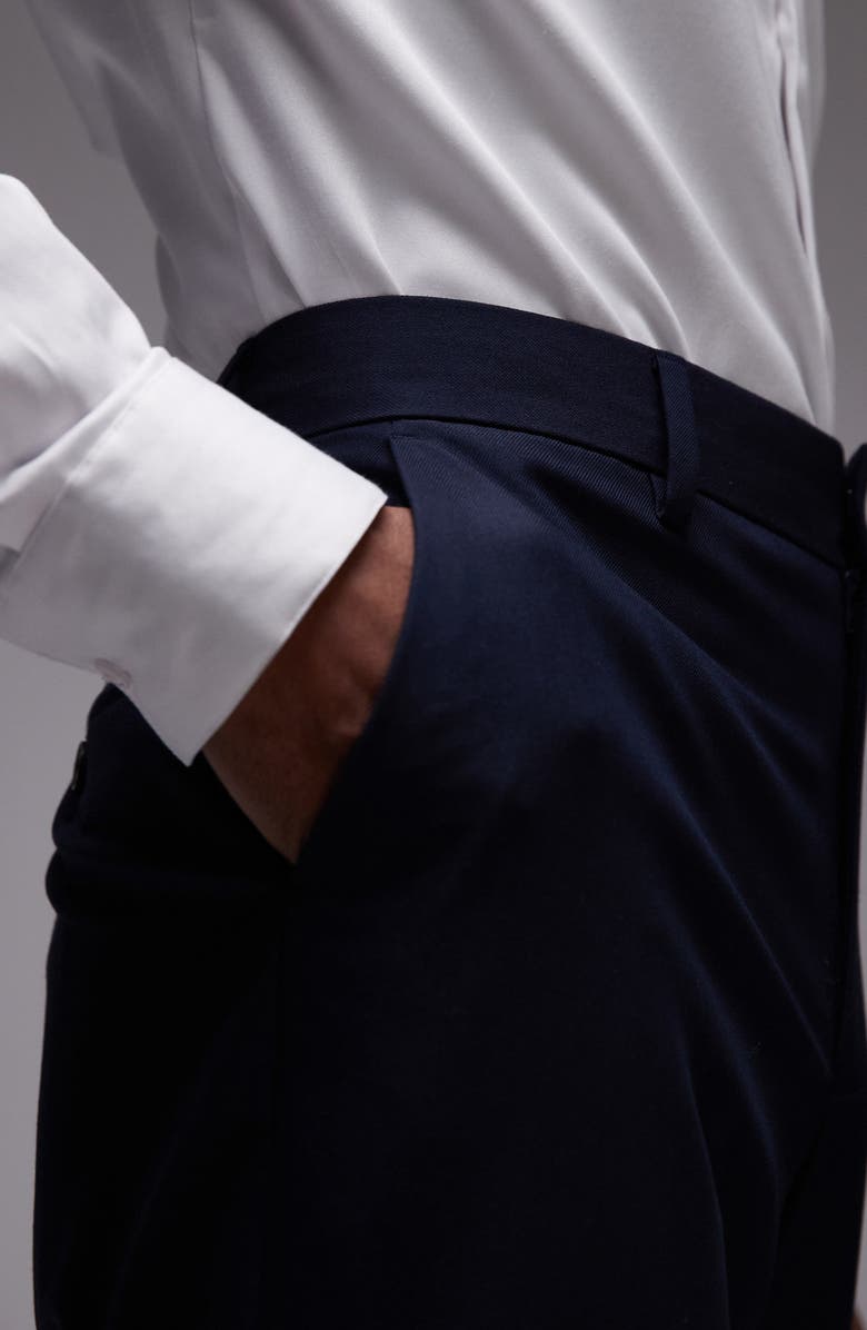 Topman Slim Fit Navy Flat Front Stretch Suit Pants, Alternate, color,