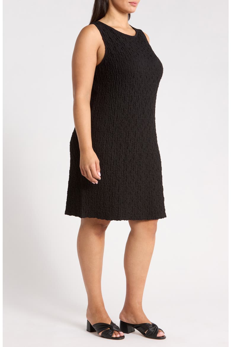 Bateau Neck Textured Organic Cotton Blend Dress, Alternate, color, BLACK