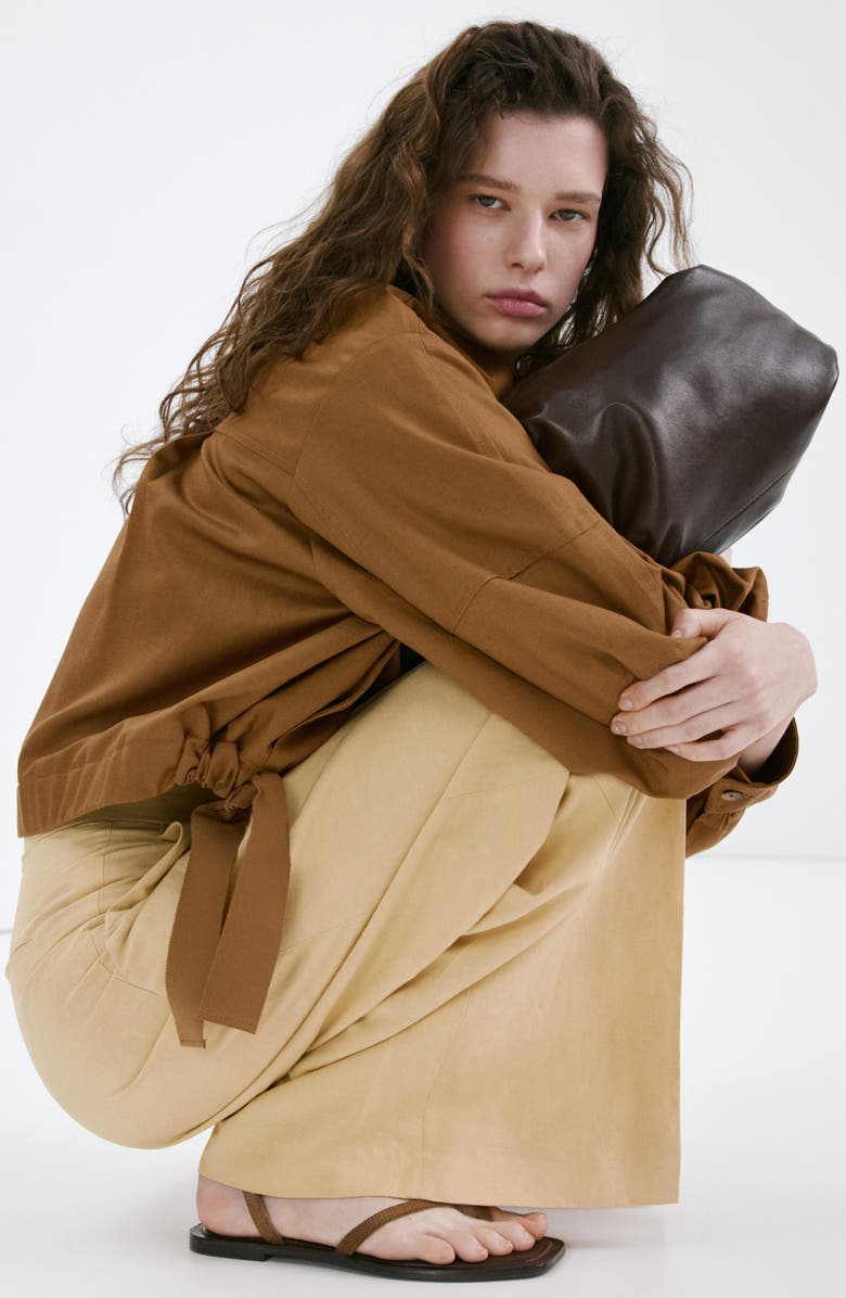 MANGO Pleated Wide Leg Pants, Alternate, color, Mustard