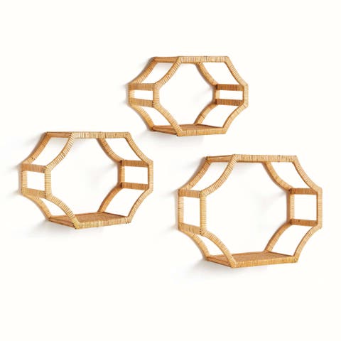 Bedford Woven Single Tier Decorative Wall Shelves, Set of 3