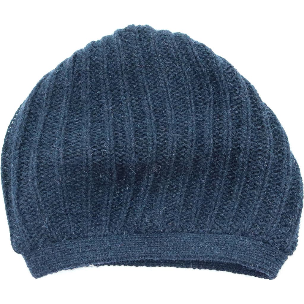 Portolano Rickrack Stitch Wool Blend Beanie In Blue