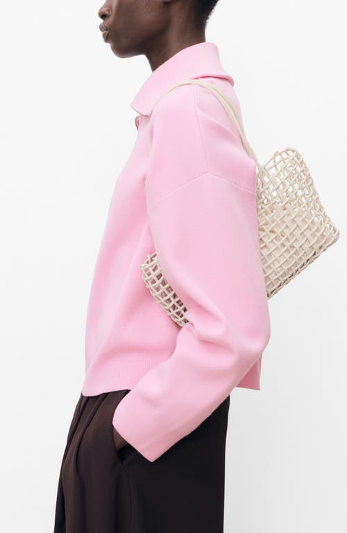 Mango Quarter Zip Sweatshirt In Pink