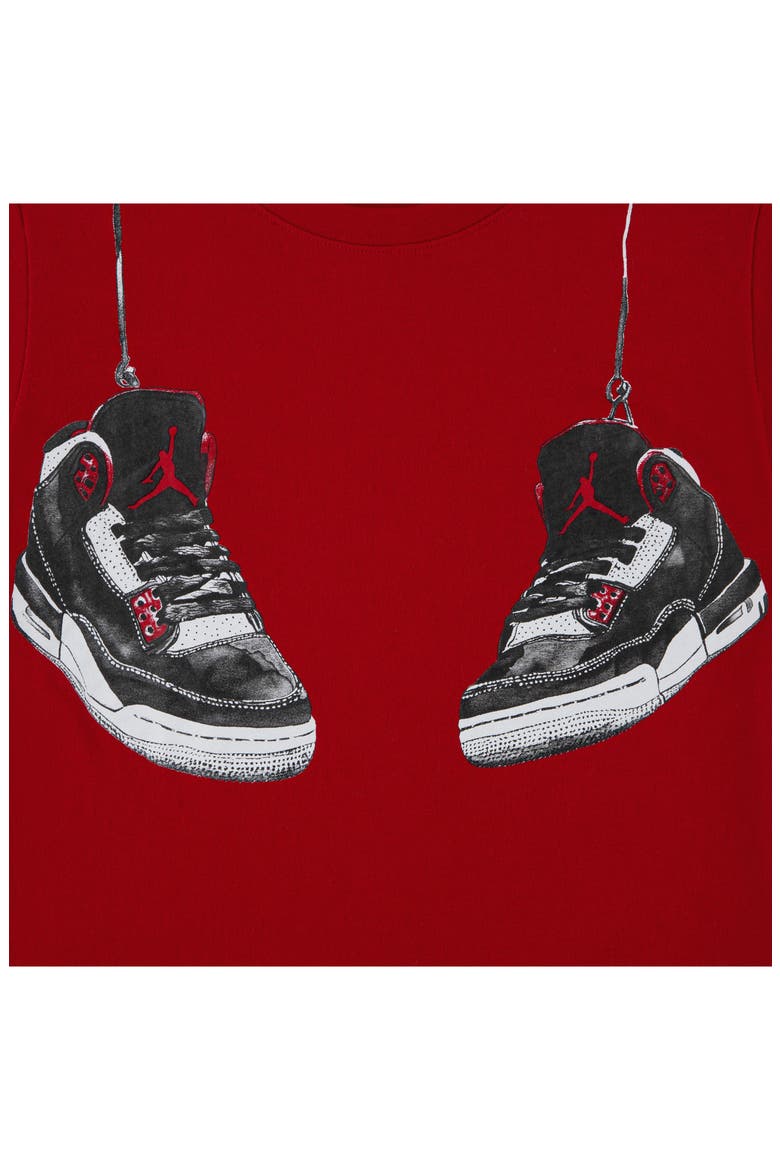 Kids' AJ3 Shoe Strings Graphic T-Shirt, Alternate, color, GYM RED
