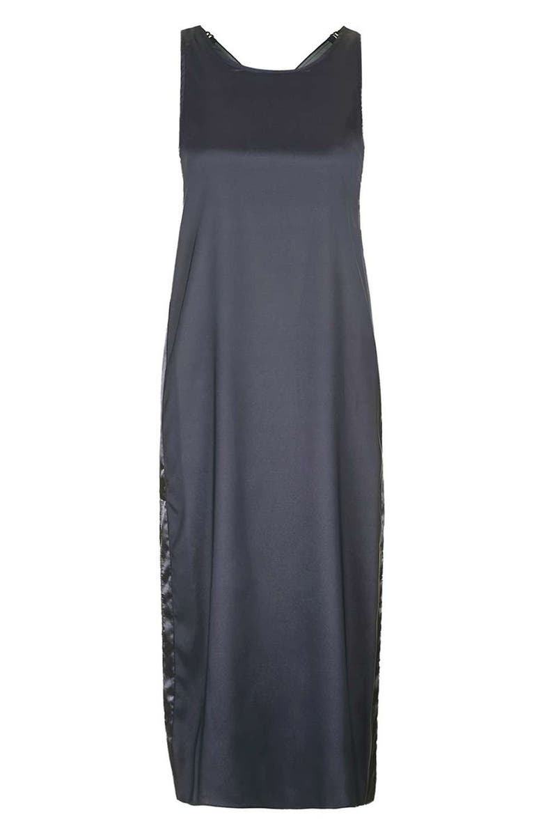 Topshop 'Mango' Satin Dungaree Side Split Midi Slipdress, Alternate, color,