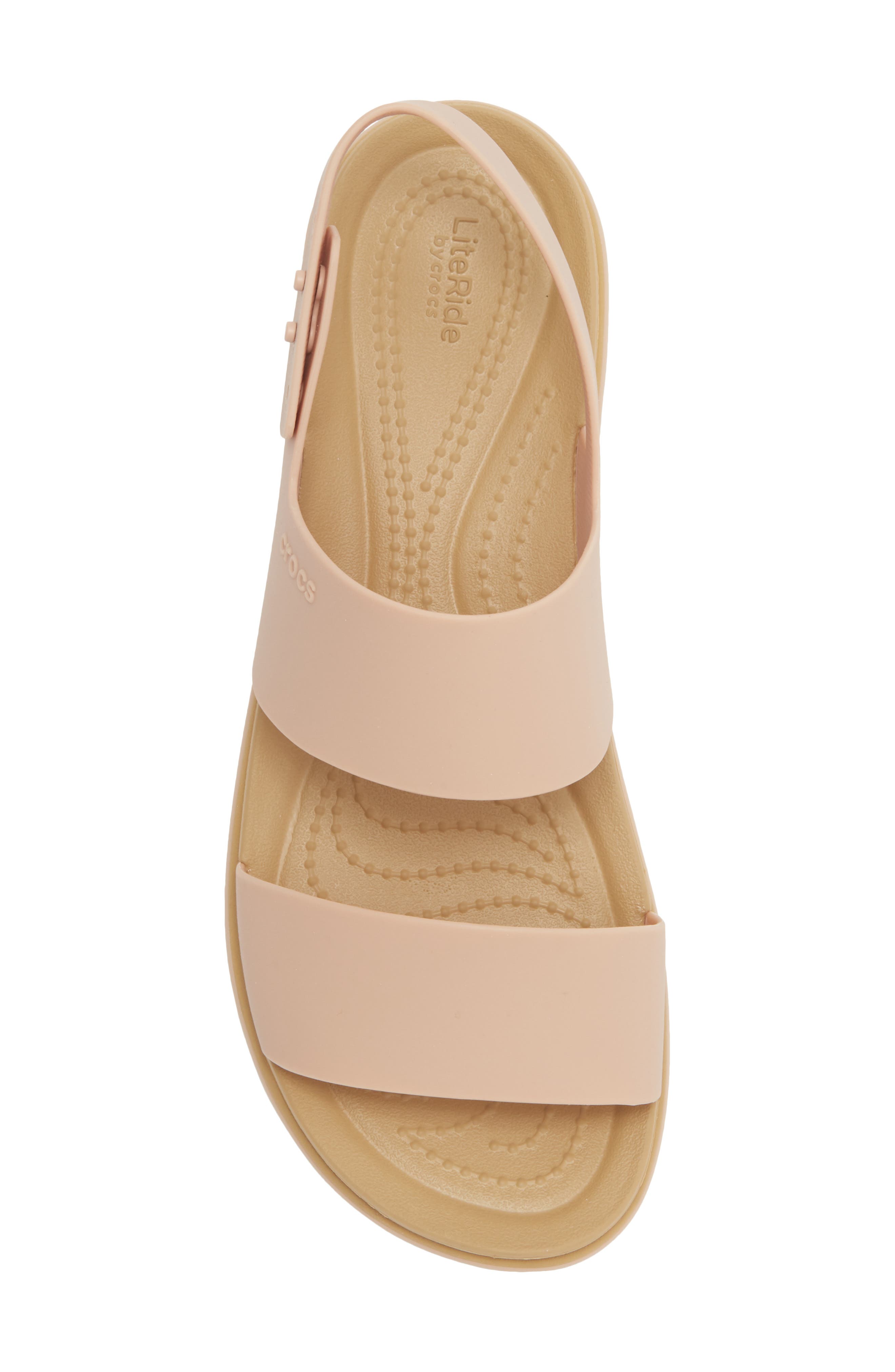 CROCS Brooklyn Low Wedge Matte Wrap Sandal, Alternate, color, Pink Caramel/ Tan
