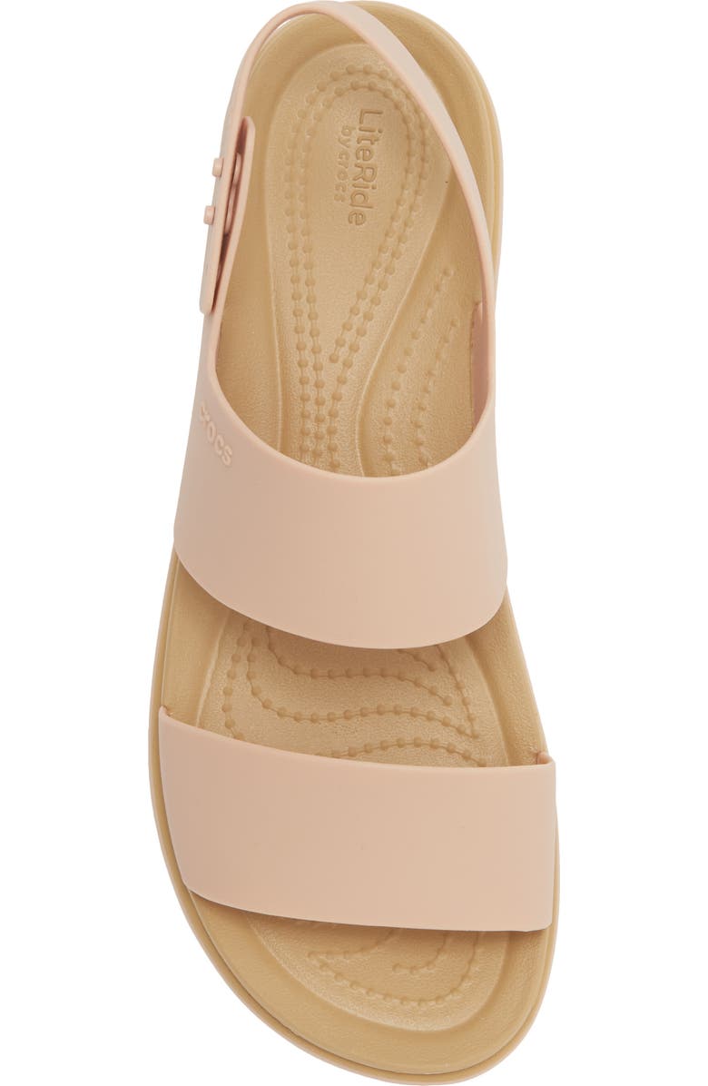 CROCS Brooklyn Low Wedge Matte Wrap Sandal, Alternate, color, Pink Caramel/ Tan
