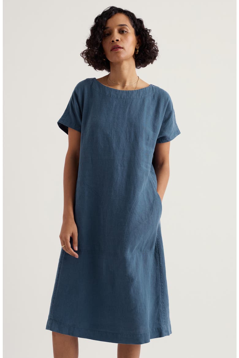 Linen A-Line Dress, Alternate, color, DUSK