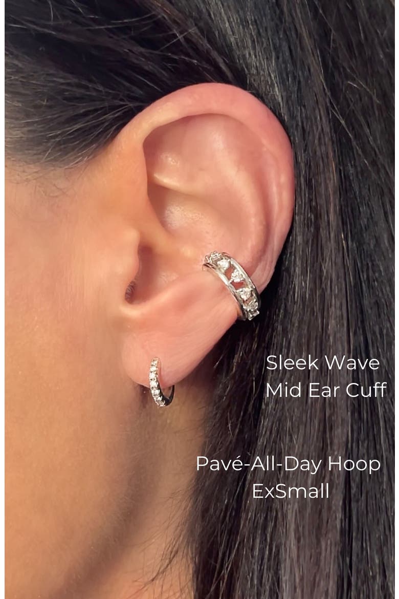 Sleek Wave Mid Ear Cuff, Alternate, color, Silver