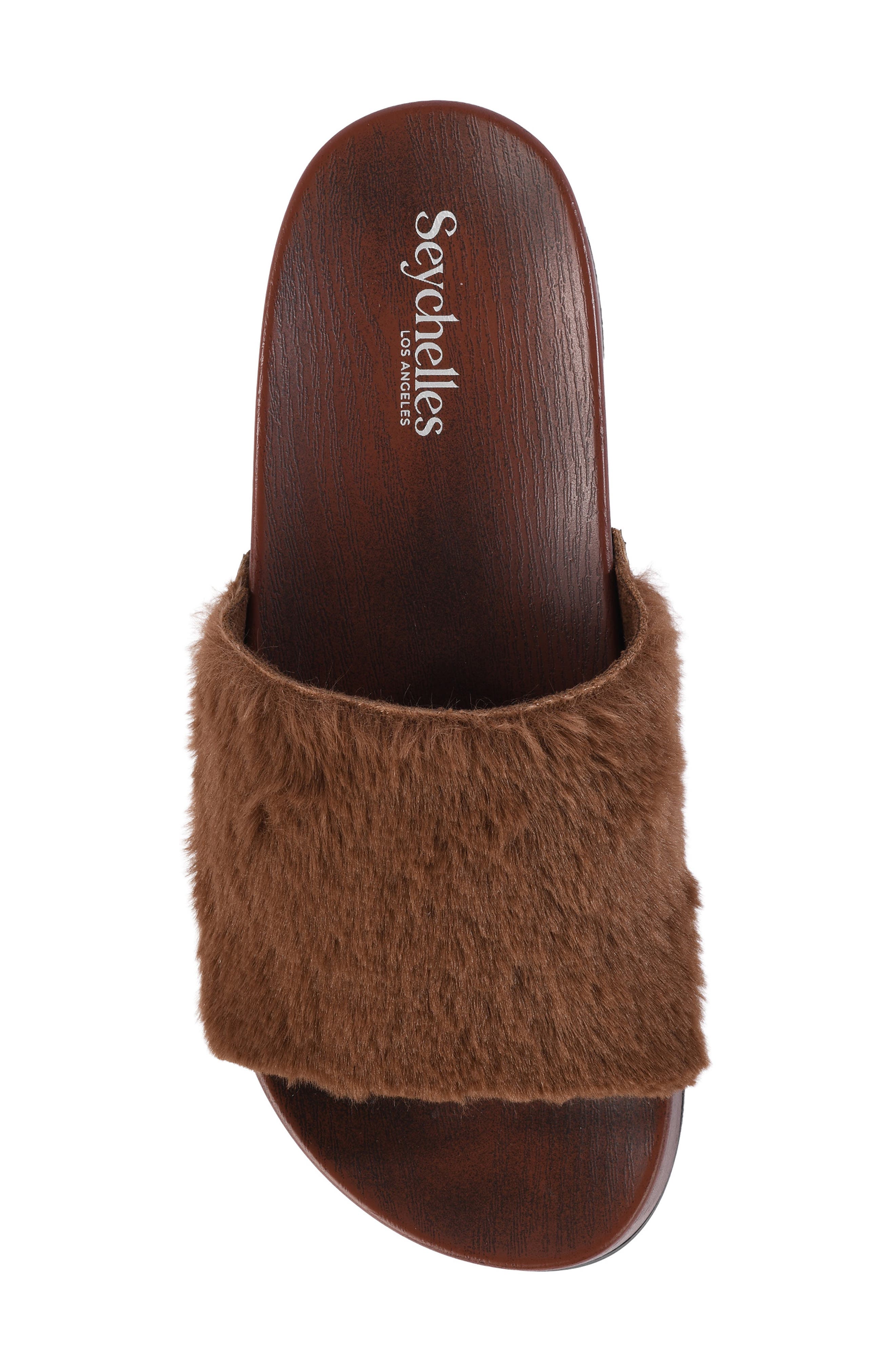 Windswell Faux Fur Slide Sandal, Alternate, color, CHOCOLATE