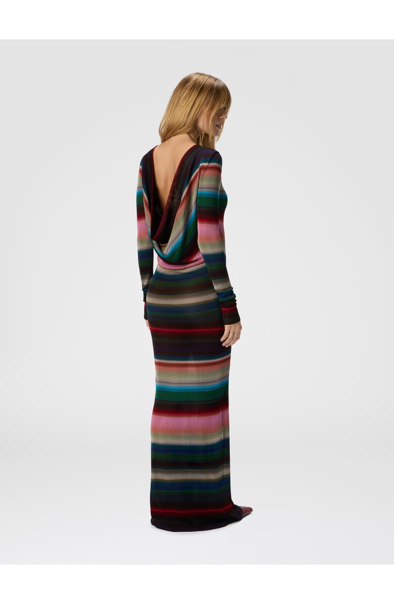 Missoni Long Backless Dress In Striped Knit, Alternate, color, Multicoloured
