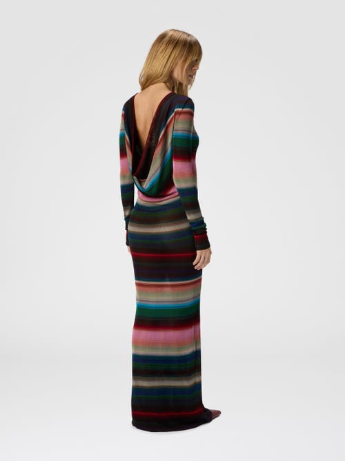 Missoni Long Backless Dress In Striped Knit In Multi