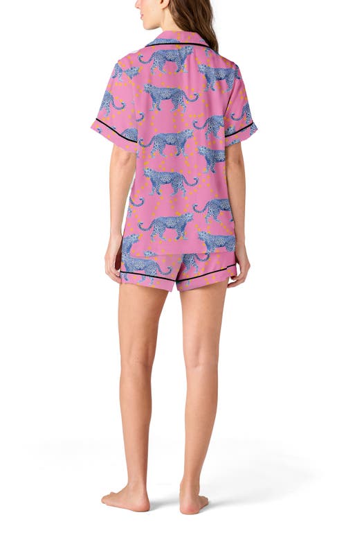Katie Kime Cosmic Cheetah Pajama Shorts Set In Pink