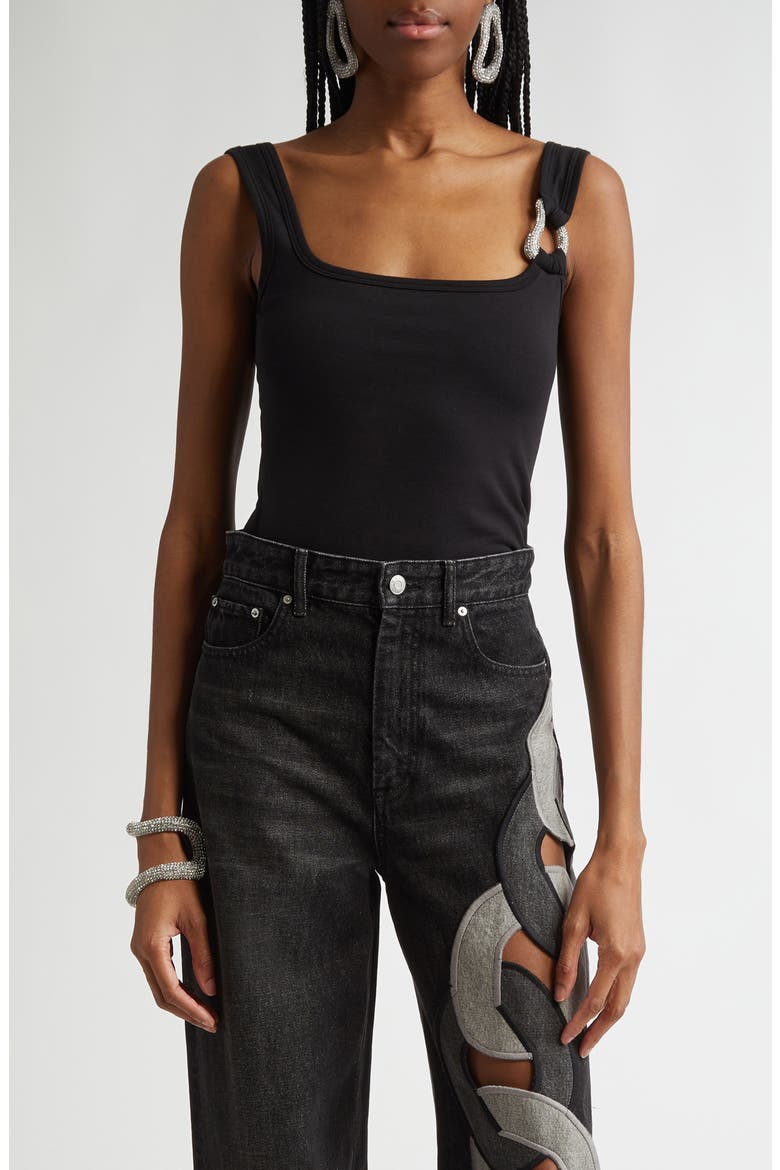 Crystal Link Tank Top, Main, color, BLACK