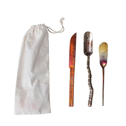 Storied Home Forged Copper Cheese Knives, Set Of 3 Styles In Multi