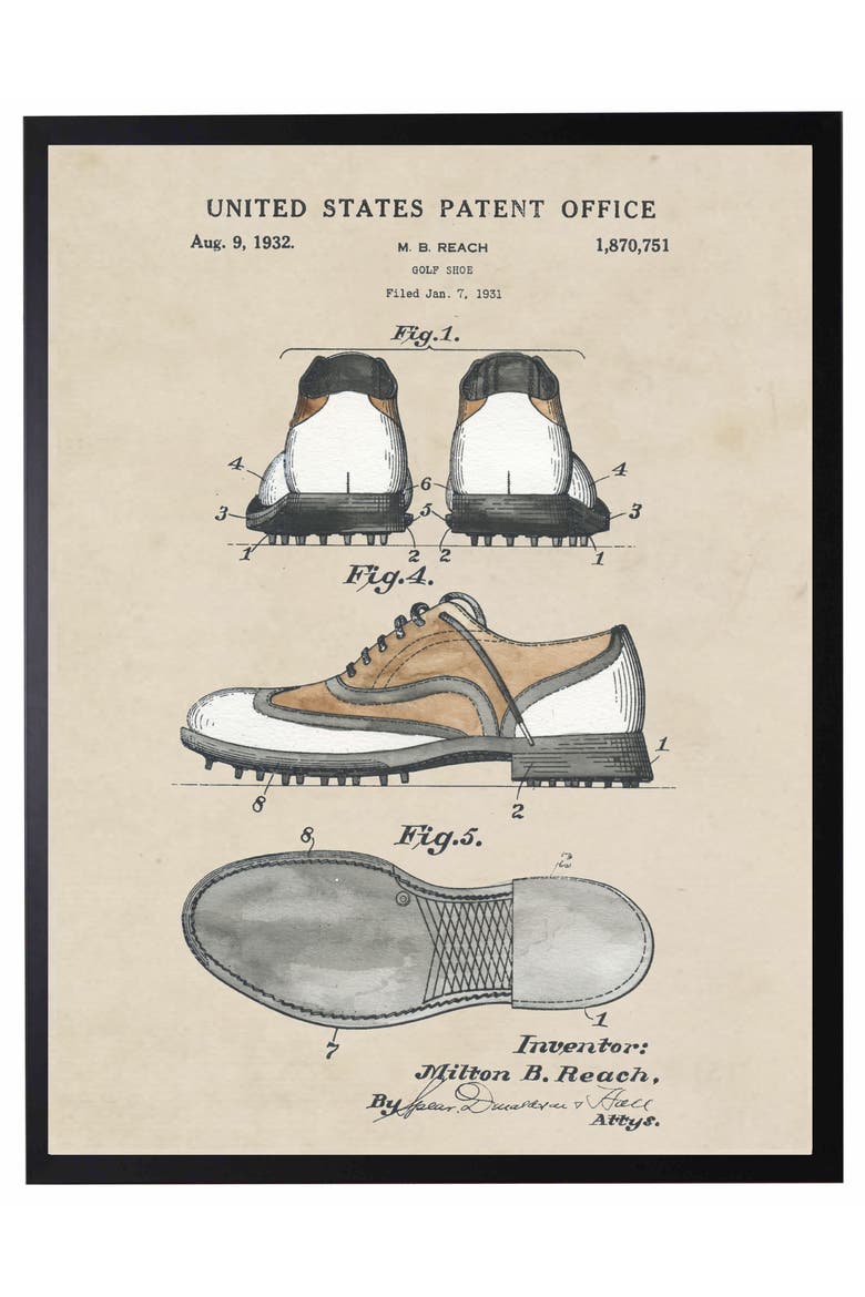 Golf Shoes Patent in Black Frame, Main, color, No Color