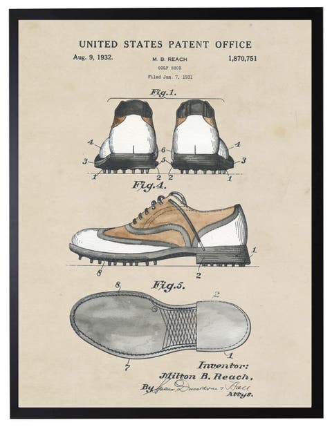 Golf Shoes Patent in Black Frame