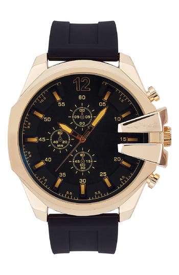 Ed Hardy Quartz Silicone Strap Watch, 44mm In Black