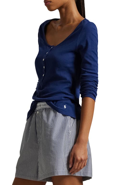 Polo Ralph Lauren Long & Lean Cotton Jersey Lounge Henley In Navy