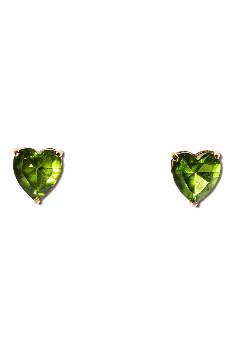 Ashford Heart Stud Earrings, Main, color, BOTTLE GREEN
