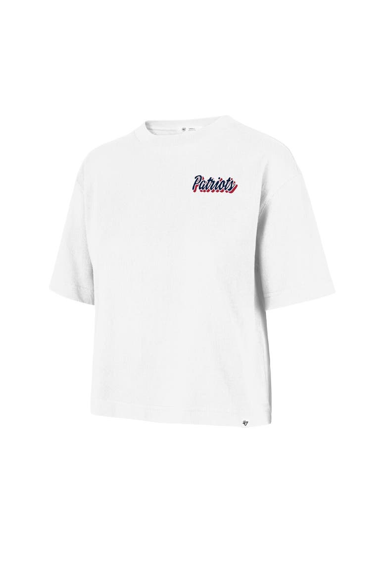 Women's '47 White New England Patriots Collage Script Reed City T-Shirt, Alternate, color, White