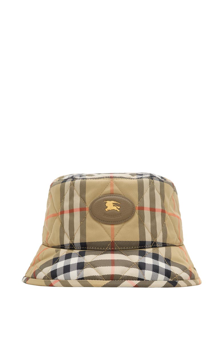Burberry Quilted Horseshoe Bucket Hat, Main, color, Sand Beige