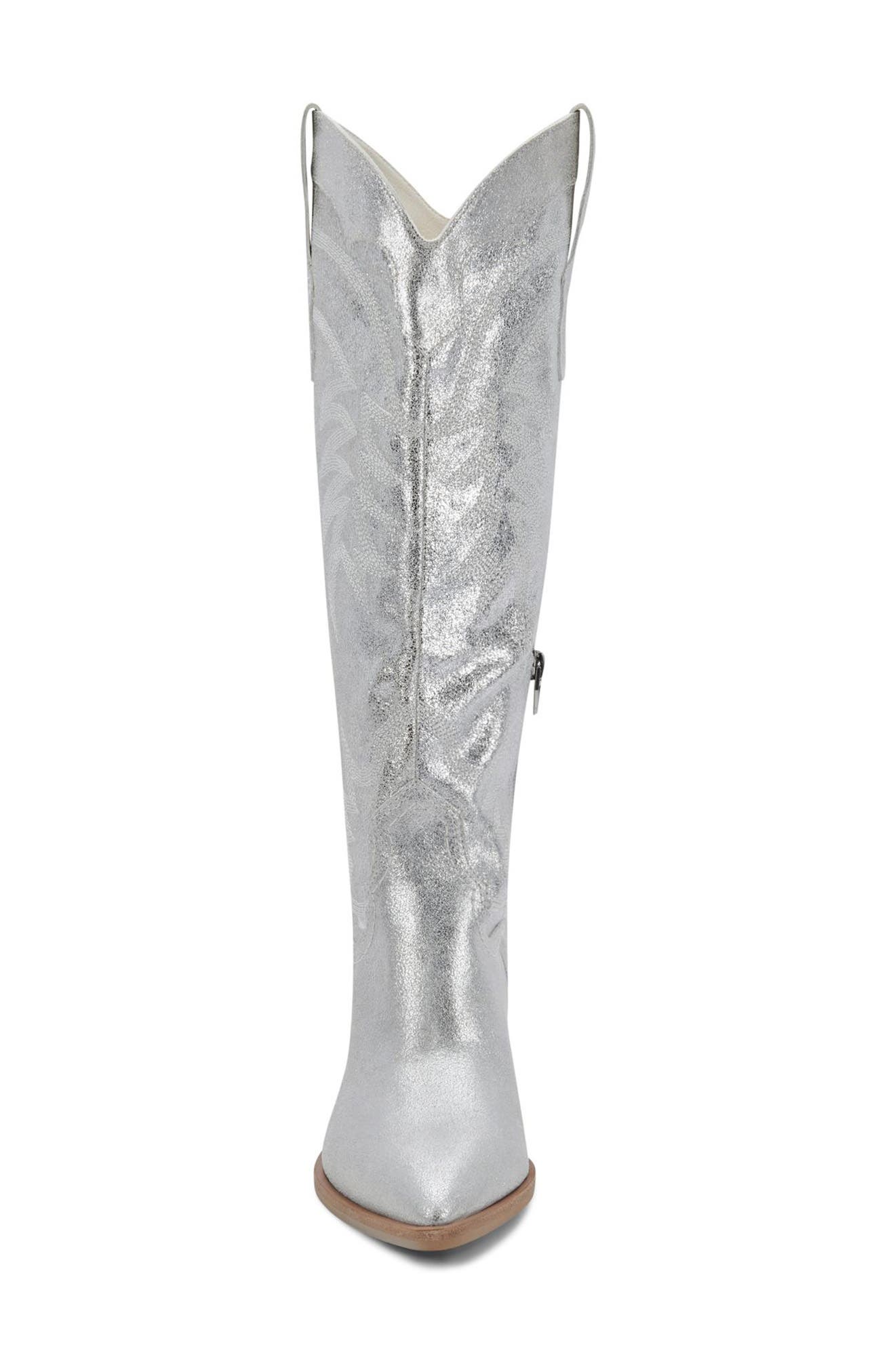 Solida Western Boot, Alternate, color, SILVER METALLIC SUEDE