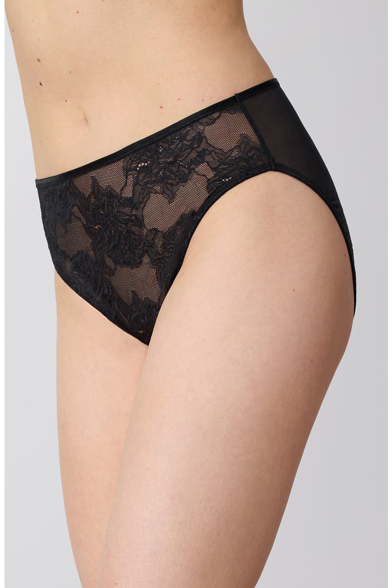 Full Bloom High Cut Panties, Alternate, color, BLACK