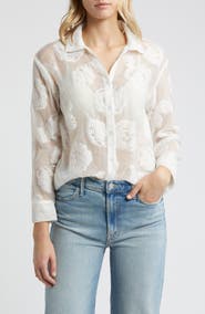 NIKKI LUND Liz Embroidered Floral Button-Up Shirt
