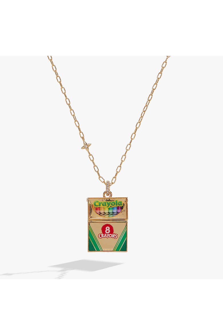 Crayola 'To Teach Is To Color A Life Forever' Crayon Box Locket, Main, color, Gold