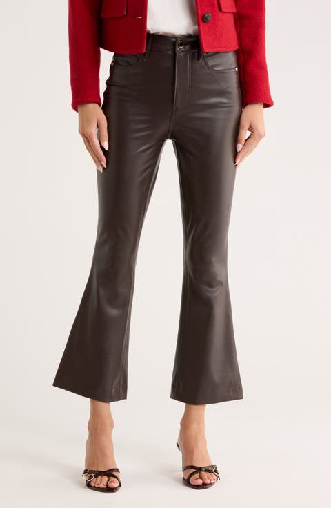 Carson Faux Leather High Waist Ankle Flare Leg Pants