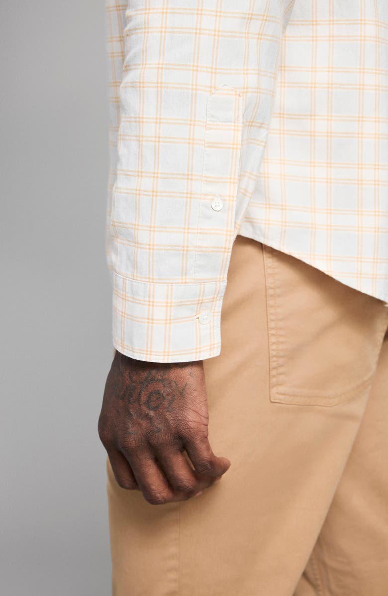 Billy Reid Tuscumbia Mélange Plaid Cotton Button-Down Shirt, Alternate, color, Silver/ Taffy