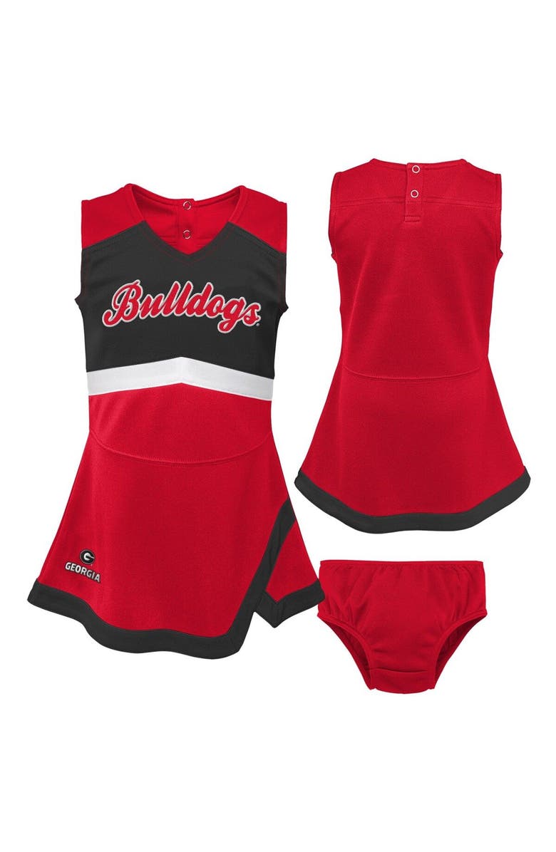 Outerstuff Girls Toddler Red/Black Georgia Bulldogs Two-Piece Cheer Captain Jumper Dress & Bloomers Set, Main, color, Red