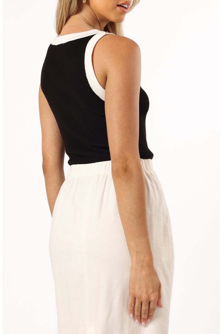 Ellody Contrast Trim Rib Tank, Alternate, color, BLACK