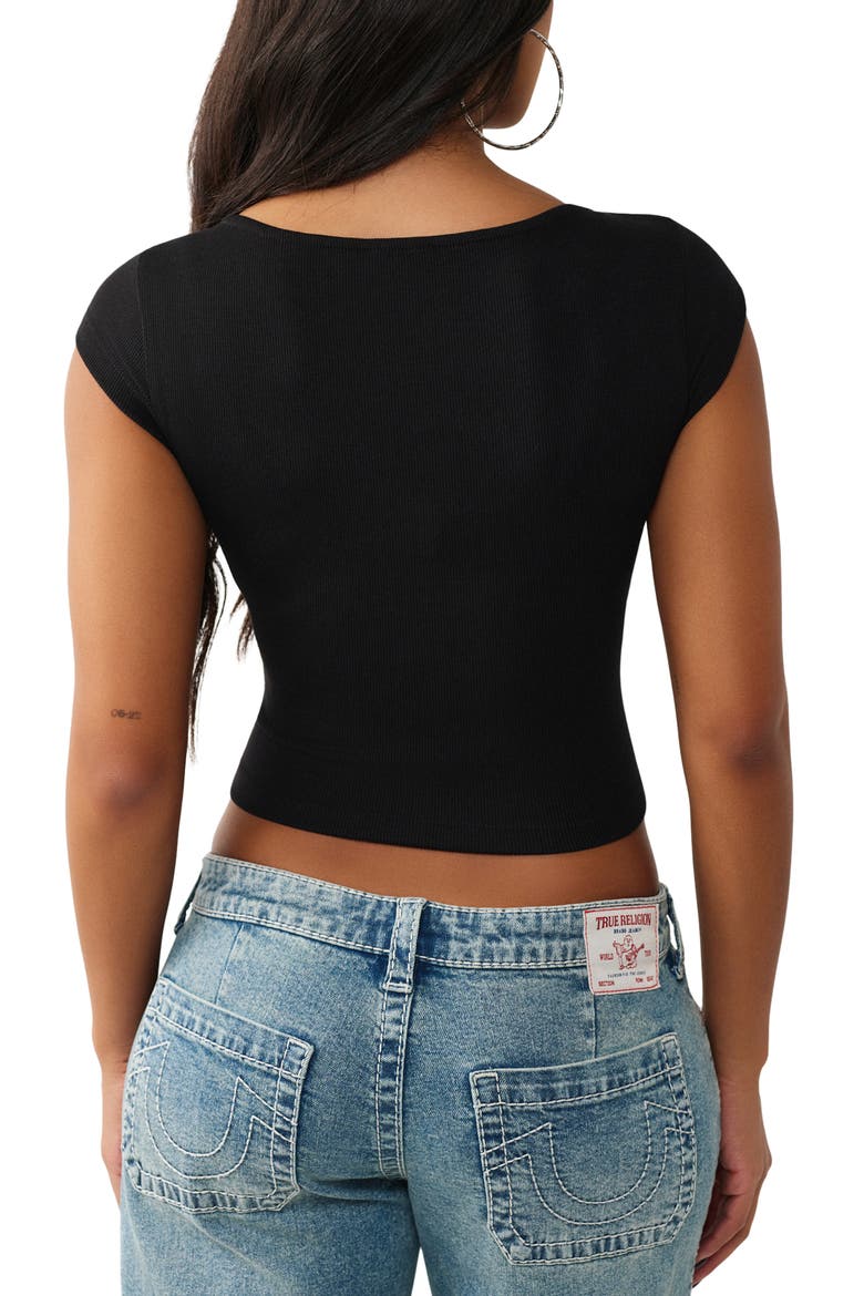 Cutout Rib T-Shirt, Alternate, color, JET BLACK
