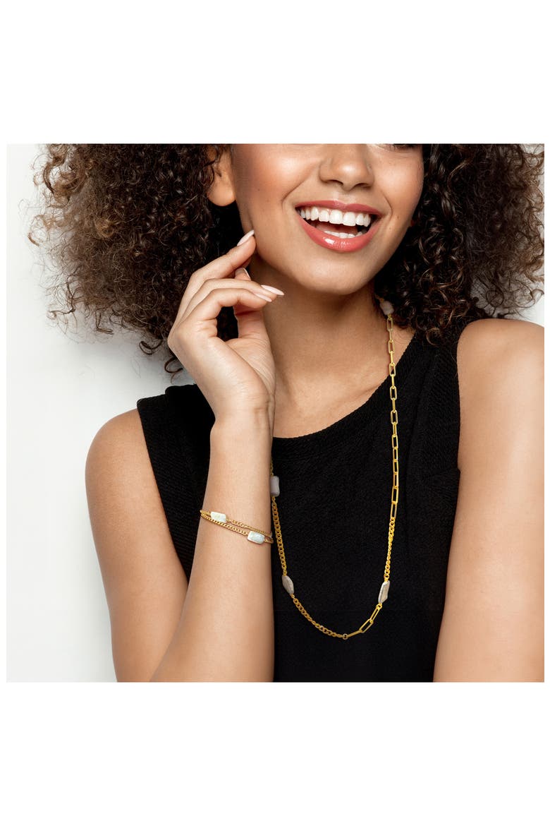 Cultured Pearl Bracelet & Necklace Set, Alternate, color, GOLD