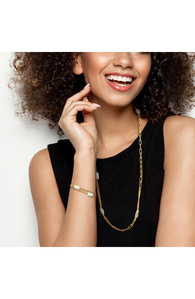 DELMAR Cultured Pearl Bracelet & Necklace Set, Alternate, color, Gold