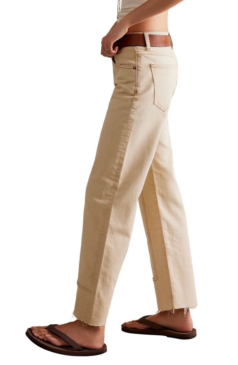 Free People Risk Taker Raw Hem Straight Leg Jeans, Alternate, color, Ecru